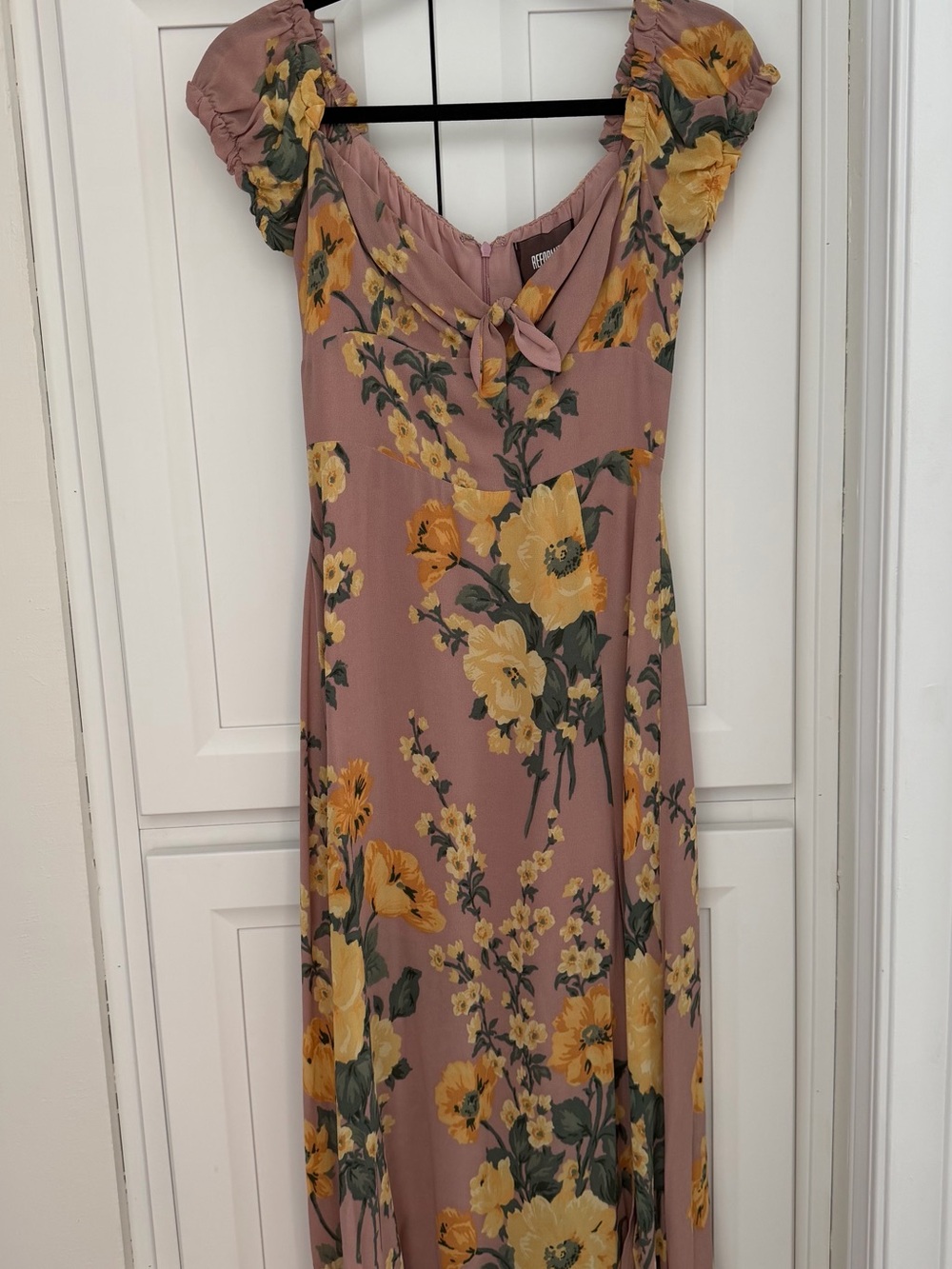 Reformation Midi Dress with Yellow Floral Print